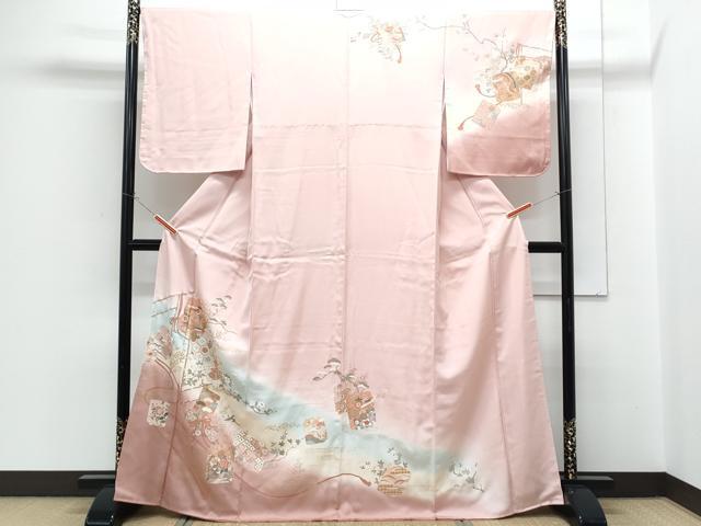 平和屋着物●訪問着 色紙重ね飛鶴花文 暈し染め 金彩 正絹 逸品 CABH3795th