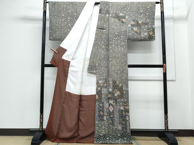 平和屋着物●二代目更甚 江戸更紗 訪問着 更紗花文 鬼しぼ縮緬 正絹 逸品 CABH3802th