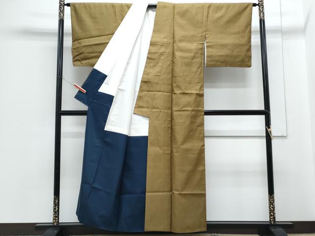 平和屋着物●山下八百子 本場黄八丈 市松綾織 格子文 正絹 逸品 CABH3803th