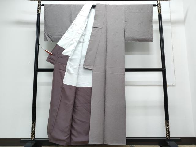 平和屋着物●上質な色無地 草葉地紋 煤色 正絹 逸品 CABH3806th
