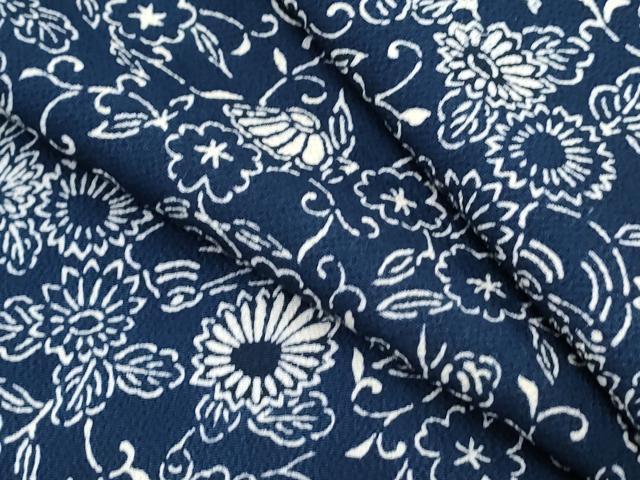 平和屋着物●上質な小紋 型染め 花唐草文 鬼しぼ縮緬 正絹 逸品 CABH3807th
