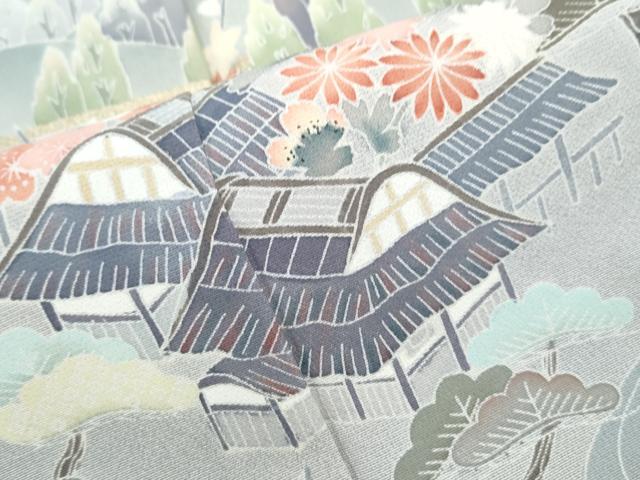 平和屋着物●訪問着 友禅 遠山風景文 暈し染め 金彩 正絹 逸品 CABH3819th