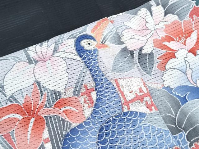 平和屋着物*夏物 黒留袖 絽 孔雀花文 銀彩 洗える着物 CABH3831th