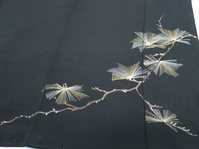 平和屋着物■豪華黒留袖 手描き 枝松文 金彩 正絹 逸品 CABH3832th