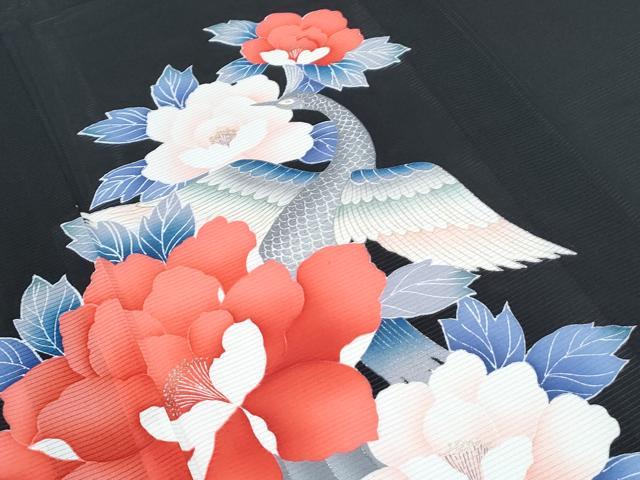 平和屋着物*夏物 黒留袖 絽 孔雀花文 銀彩 洗える着物 CABH3833th