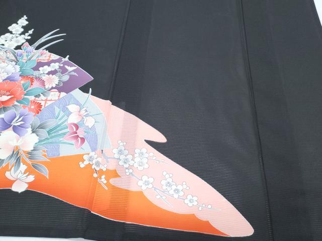 平和屋着物*夏物 黒留袖 絽 孔雀花文 銀彩 洗える着物 CABH3835th