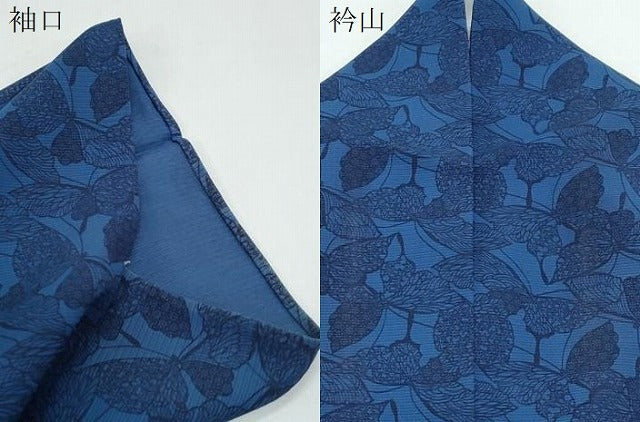 平和屋着物*夏物 小紋 絽 藍 型染め 舞蝶文 正絹 逸品 CABH3838th