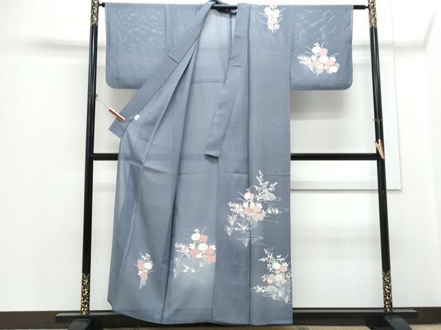平和屋着物*夏物 訪問着 絽 友禅 籬流水花文 正絹 逸品 CABH3843th