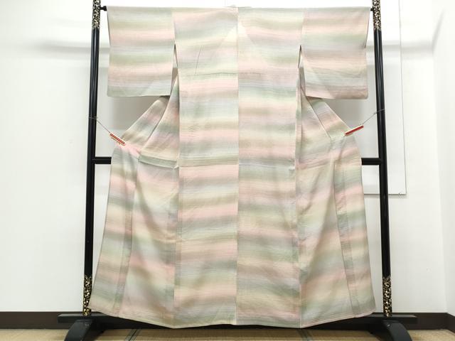 平和屋着物*夏物 小紋 変わり絽 作家物 霞文 暈し染め 正絹 逸品 CABH3847th