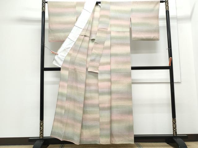 平和屋着物*夏物 小紋 変わり絽 作家物 霞文 暈し染め 正絹 逸品 CABH3847th
