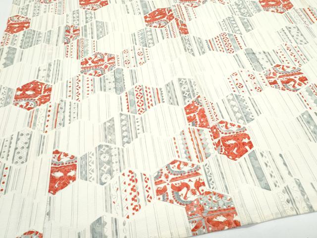 平和屋着物*夏物 小紋 絽 亀甲吉祥花鳥文 正絹 逸品 CABH3854th