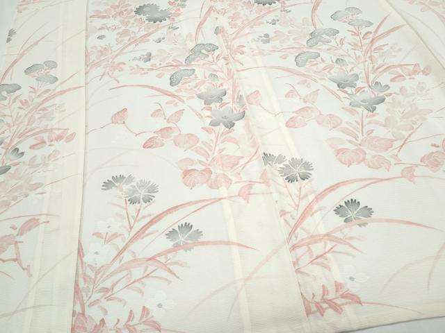 平和屋着物*夏物 訪問着 絽 草花文 正絹 逸品 CABH3856th