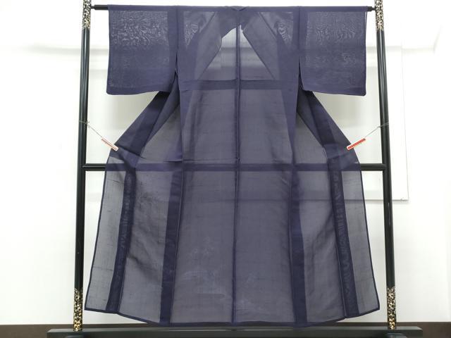 平和屋着物*夏物 訪問着 紗紬 笹竹地紋 鉄紺色 正絹 逸品 CABH3862th