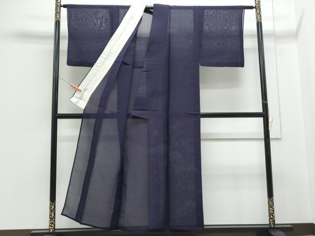 平和屋着物*夏物 訪問着 紗紬 笹竹地紋 鉄紺色 正絹 逸品 CABH3862th