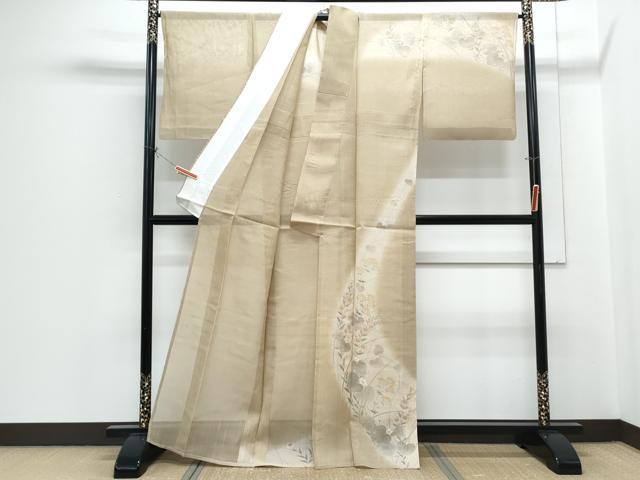 平和屋着物*夏物 訪問着 紗紬 道長草花文 正絹 逸品 CABH3865th