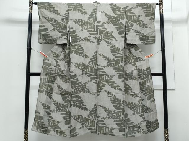 平和屋着物*夏物 小紋 縮織 草葉文 CABH3869th