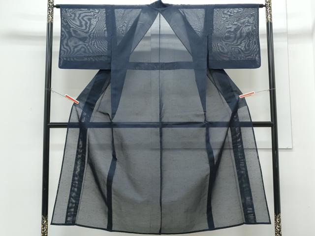 平和屋着物*夏物 色無地 流水紋紗 留紺色 正絹 逸品 CABH3881th