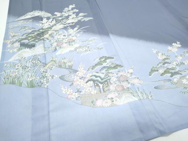 平和屋着物*夏物 訪問着 絽 風景文 金彩 洗える着物 CABH3882th