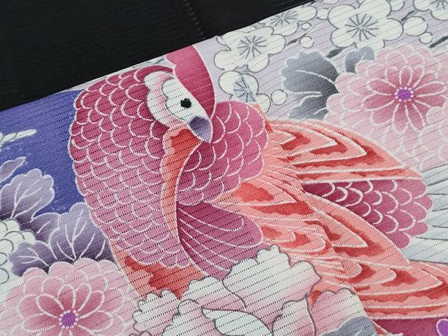 平和屋着物*夏物 黒留袖 絽 尾長鳥花文 洗える着物 CABH3885th