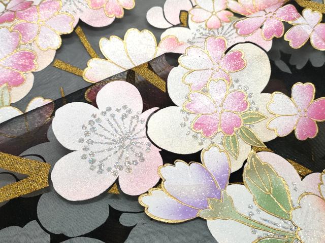 平和屋着物*夏物 お引きずり・お引き摺り・引き振袖 和装 結婚式 舞妓 芸妓 芸者 衣装 枝花文 オーガンジー 黒地 金銀彩 逸品 CABH3899th