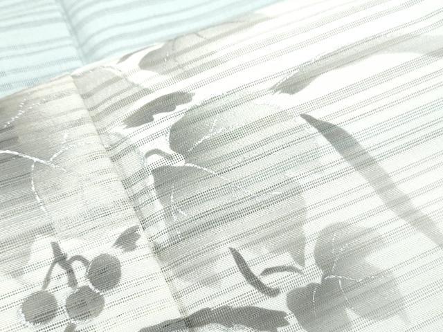 平和屋着物*夏物 訪問着 変わり絽 色紙重ね草葉文 銀彩 正絹 逸品 CABH3906th