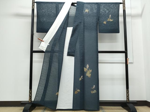 平和屋着物*夏物 訪問着 横段紋紗 草花文 正絹 逸品 CABH3910th
