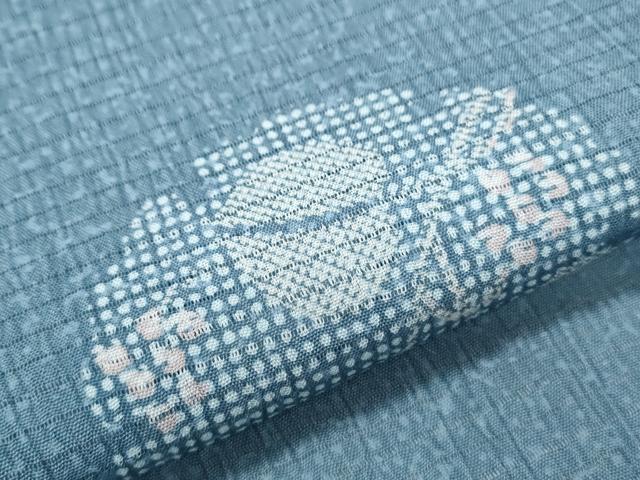 平和屋着物*夏物 小紋 絽縮緬 雪輪花文 洗える着物 CABH3918th