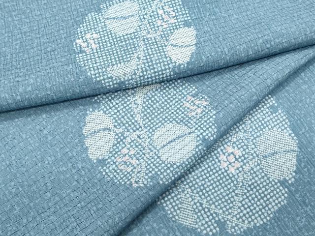 平和屋着物*夏物 小紋 絽縮緬 雪輪花文 洗える着物 CABH3918th