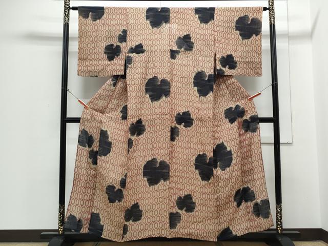 平和屋着物*夏物 小千谷ちぢみ 亀甲草葉文 麻 逸品 CABH3919th