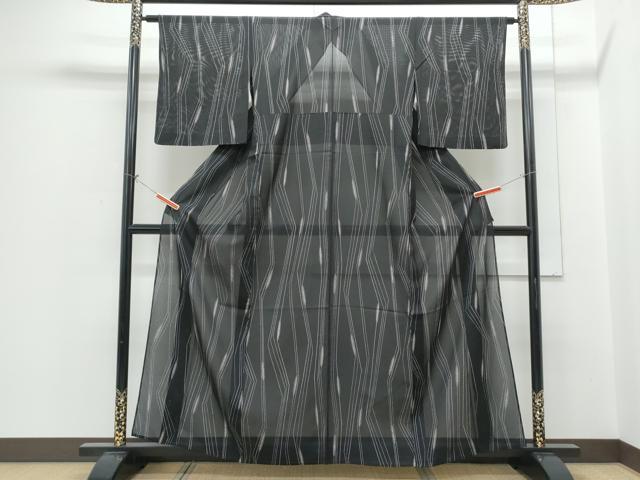 平和屋着物*夏物 小紋 絽 稲穂 黒地 正絹 逸品 未使用 CABH3930th