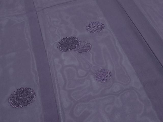 平和屋着物*夏物 中国三大刺繍 スワトウ刺繍 総刺繍 無地絵羽訪問着 絽 雪輪花文 滅紫色 正絹 逸品 未使用 CABH3944th