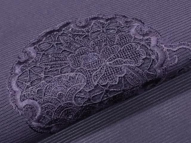 平和屋着物*夏物 中国三大刺繍 スワトウ刺繍 総刺繍 無地絵羽訪問着 絽 雪輪花文 滅紫色 正絹 逸品 未使用 CABH3944th