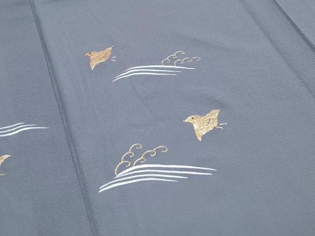 平和屋着物*夏物 訪問着 絽 竹屋町刺繍 千鳥 立波文 金糸 正絹 逸品 CABH3949th