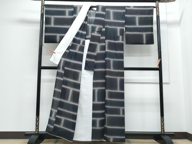平和屋着物*夏物 小紋 絽 石畳文 正絹 逸品 CABH3964th