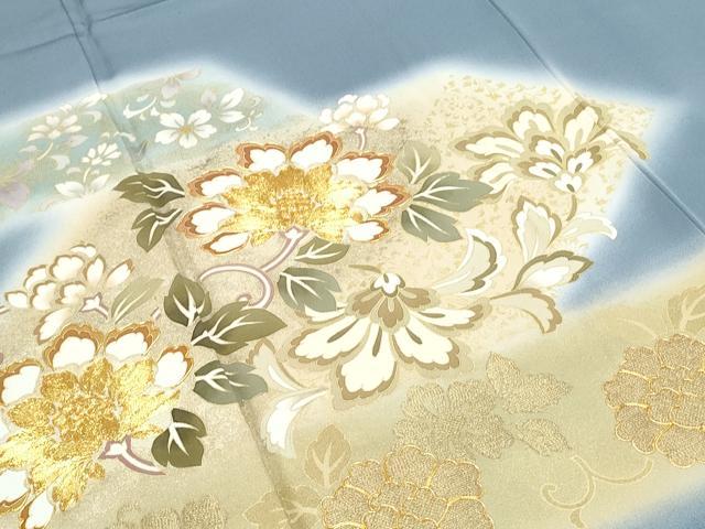 平和屋着物●豪華色留袖 駒刺繍 更紗花唐草文 暈し染め 金彩 正絹 逸品 CABH3972th