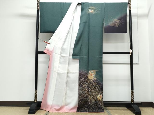 平和屋着物●訪問着 刺繍 雪輪花文 暈し染め 金彩 正絹 逸品 CABH3975th