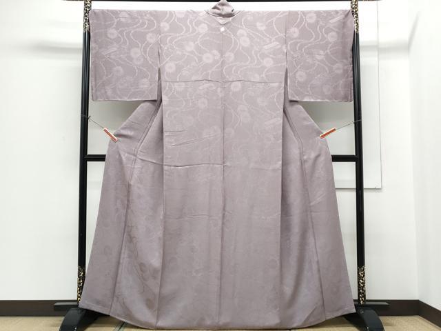 平和屋着物●上質な色無地 文箱花地紋 梅鼠色 正絹 逸品 未使用 CABH3976th