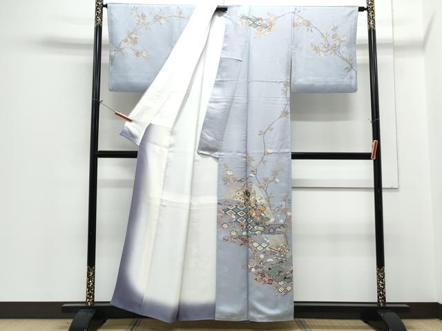 平和屋着物●訪問着 刺繍 御所車草花文 金彩 正絹 逸品 CABH3978th