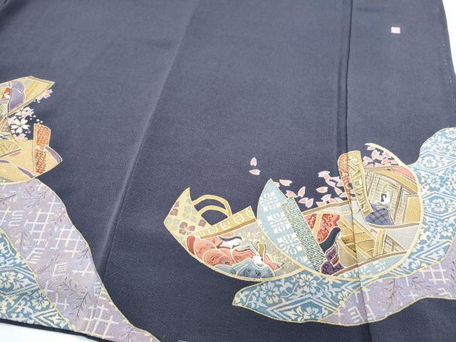 平和屋着物●訪問着 作家物 人物文 金彩 鬼しぼ縮緬 正絹 逸品 CABH3982th