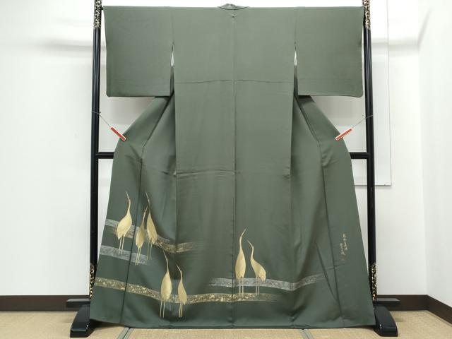 平和屋着物●豪華色留袖 作家物 縫史宝織 寿光織 光琳吉祥鶴 金銀糸 正絹 逸品 CABH3986th