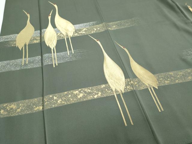 平和屋着物●豪華色留袖 作家物 縫史宝織 寿光織 光琳吉祥鶴 金銀糸 正絹 逸品 CABH3986th