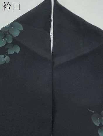 平和屋着物●上質な小紋 草葉文 黒地 金彩 正絹 逸品 CABH3991th
