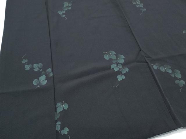 平和屋着物●上質な小紋 草葉文 黒地 金彩 正絹 逸品 CABH3991th