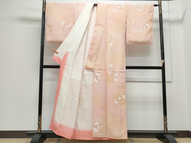 平和屋着物●上質な小紋 地紋起こし 唐草文 暈し染め 正絹 逸品 CABH3992th