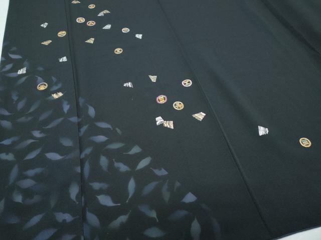 平和屋着物●訪問着 刺繍 吉祥丸文 黒地 金銀彩 正絹 逸品 CABH3994th