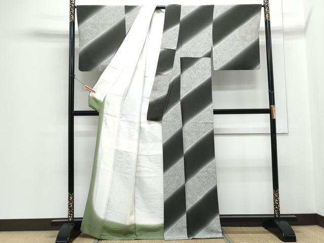 平和屋着物●上質な小紋 斜線文 暈し染め 正絹 逸品 CABH3996th