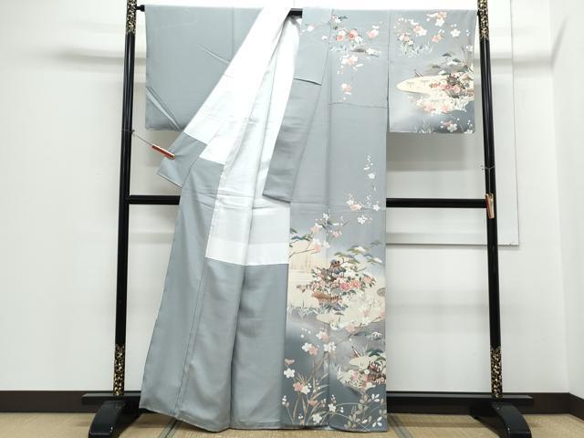 平和屋着物●訪問着 友禅 風景花文 暈し染め 正絹 逸品 未使用 CABH3999th