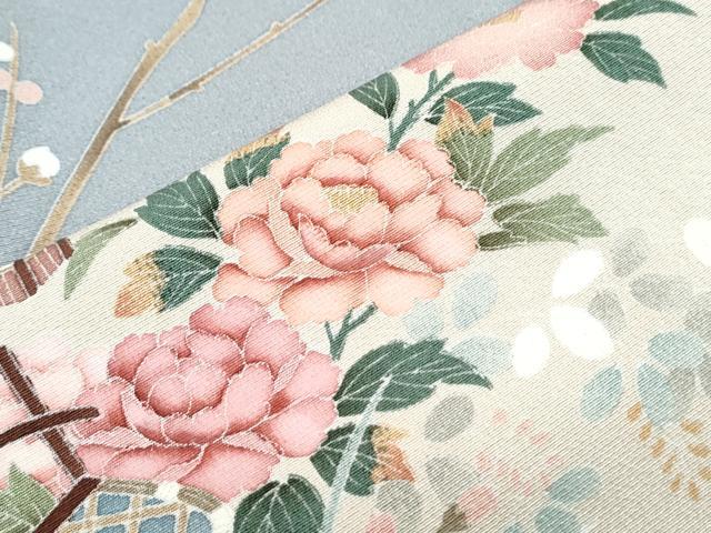 平和屋着物●訪問着 友禅 風景花文 暈し染め 正絹 逸品 未使用 CABH3999th