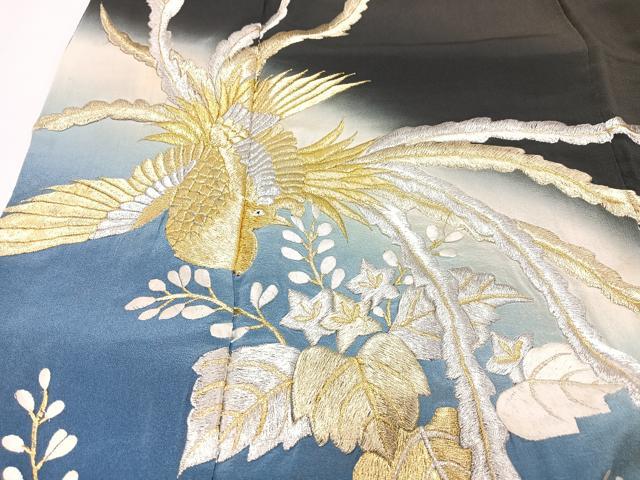 平和屋着物■豪華黒留袖 鳳凰 暈し染め 金銀彩 正絹 逸品 CABH4018xe