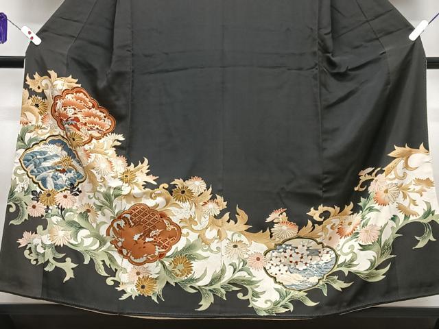 平和屋着物■豪華黒留袖 花鳥文 正絹 逸品 CABH4023xe